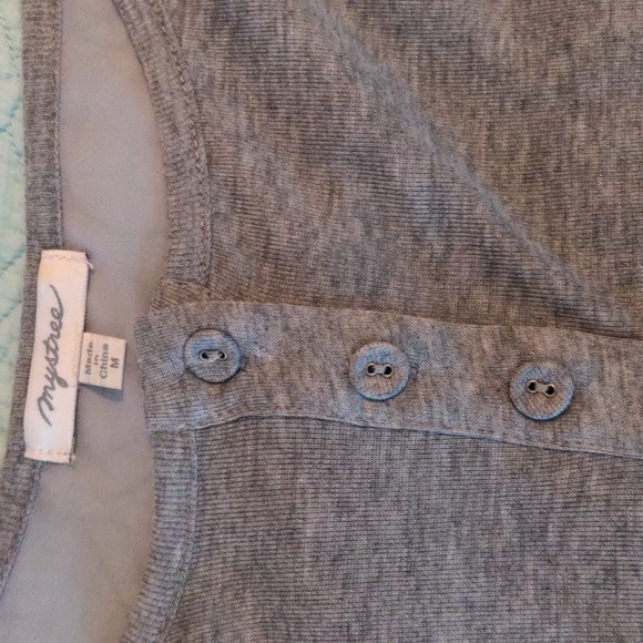 Mystree Sz M Gray Top with Sheer Gray detailing in the back and the bottom - Picture 7 of 8